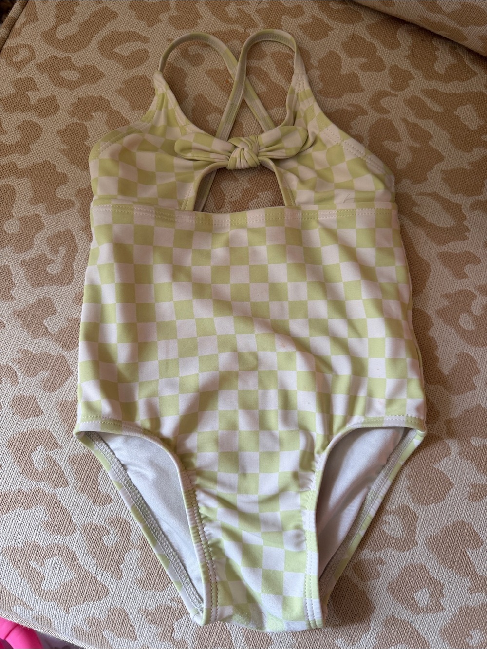 Old Navy Green Checkered One-Piece Swimsuit 18/24